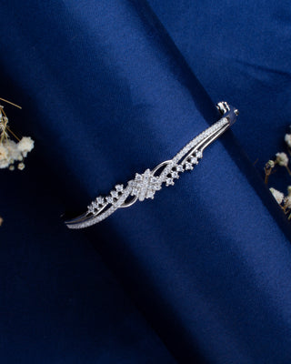 Silver Zircon Studded Celebratory Kada