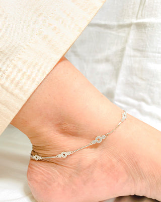 Silver Zircon Elegance Anklet
