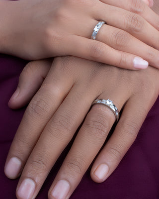 Silver Let's Glow Couple Ring