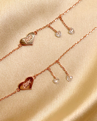 Rose Gold Love Crystal Charm Anklet