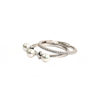 Silver White Pearl Zircon Ring