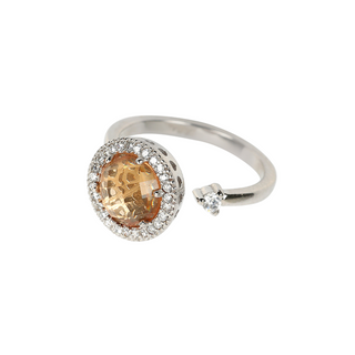 Silver Yellow Gemstone Spin Ring