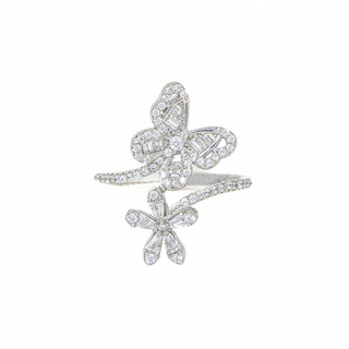 Silver Zircon Butterfly Ring