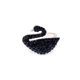Silver Swan Black Stone Ring
