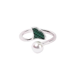Silver Pear Green Emerald Ring