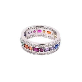 Silver Shades of pink Zircon Studded Ring
