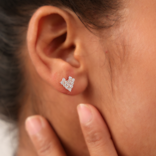 Rose Gold Zircon Studded Heart Earrings
