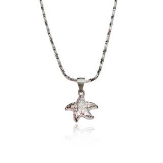 Silver Zircon Star Fish Pendant