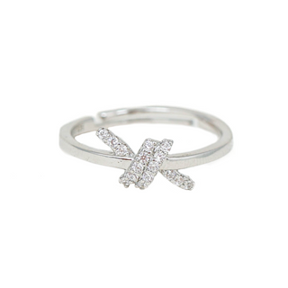 Silver Zircon Twist Ring