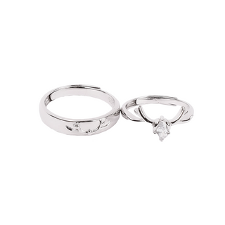 Silver Buckthorn White Stone Couple Ring