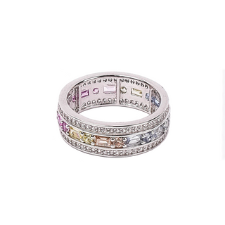Silver Magenta Color Zircon Studded Ring