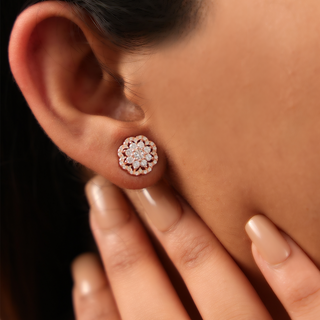 Rose Gold Zircon Stud Earrings