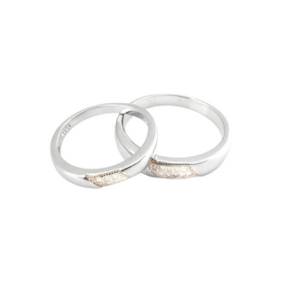 Silver Studded Zircon Couple Ring