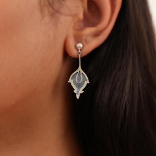 Silver Oxidised Breezy Dangling Earrings