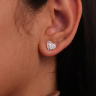 Rose Gold Zircon Heart Stud Earrings