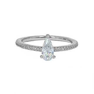 Silver Solitaire Pear Shaped Ring