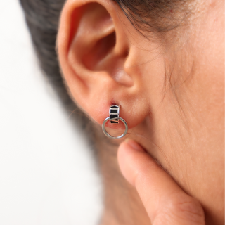 Silver Mini Loop Stud Earrings