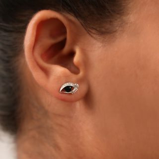 Silver Black Eye Stud Earrings