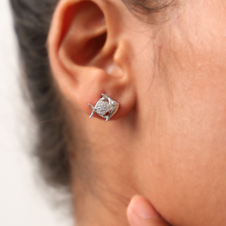Silver Fish Stud Earrings