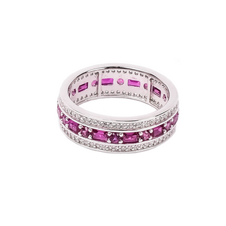 Silver Rani Pink Zircon Studded Ring