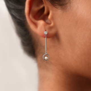 Silver Pearl Drop Dangler Earrings