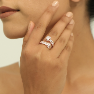 Rose Gold Cuff Baguette Ring