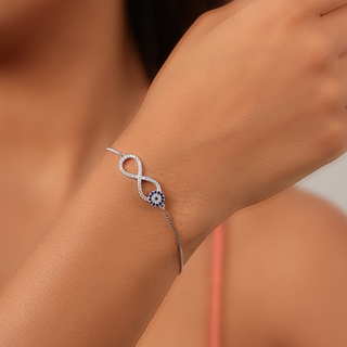Silver Infinity Evil Eye Bracelet