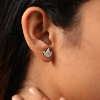 Silver Lotus Stud Earrings