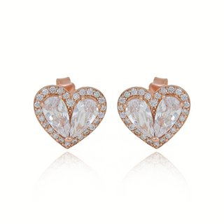 Rose Gold Studded Heart Earrings