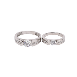 Silver Solitaire Timless Couple Ring