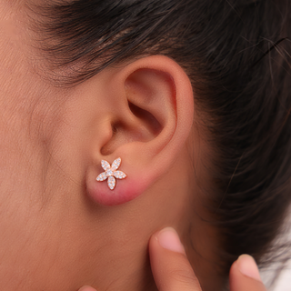 Rose Gold Zircon Star Stud Earrings
