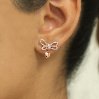 Rose Gold Bow Stud Earrings