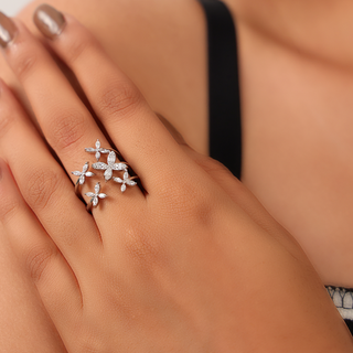 Silver Blooming Star Ring
