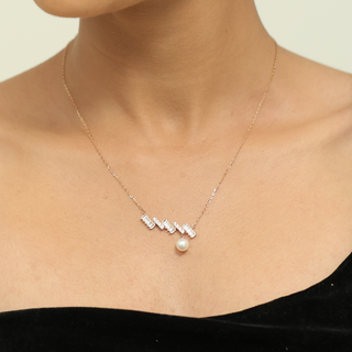 Rose Gold Zircon Pearl Necklace