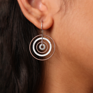 Silver Dual Tone Spherical Earrings