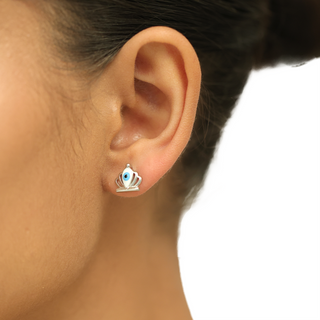 Silver Crown Evileye Stud Earrings