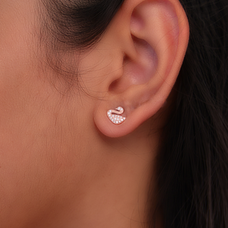 Rose Gold Zircon Swan Stud Earrings