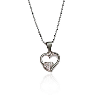 Silver Dual Heart Pendant