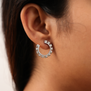 Silver Semi Hoop Earrings