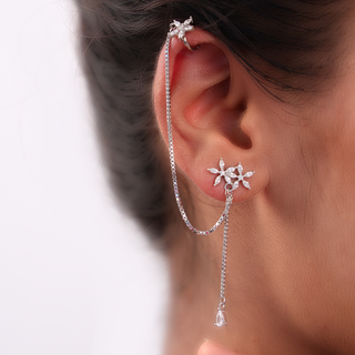 Silver Star Ear Cuff Earrings