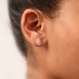 Rose Gold Leaf Stud Earrings