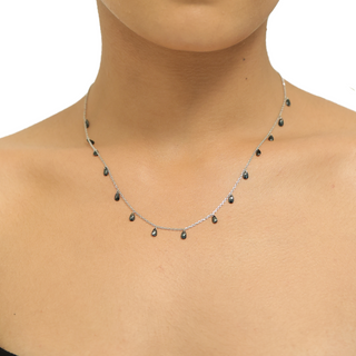 Silver Black Fancy Necklace