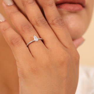 Silver Solitaire Pear Shaped Ring
