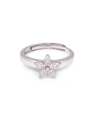 Silver Love Of Flower Ring