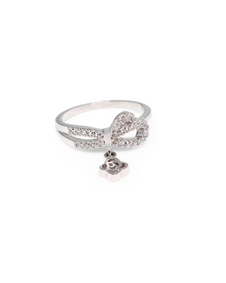 Silver Zircon Twisted Ring