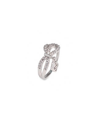 Silver Zircon Twisted Ring