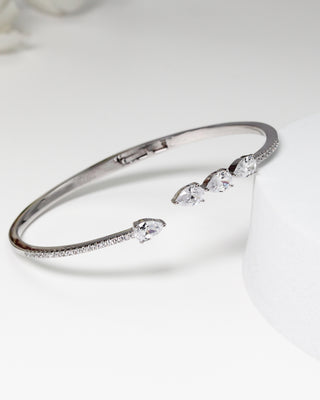 Silver Zircon Studded Droplet Kada