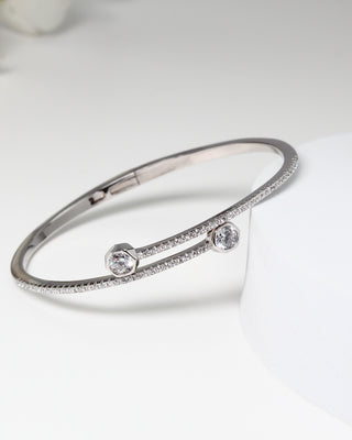 Silver Zircon Studded Minimal Kada