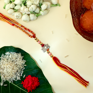 Silver Lotus Flower Lumba Rakhi
