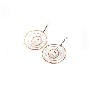 Silver Dual Tone Spherical Earrings